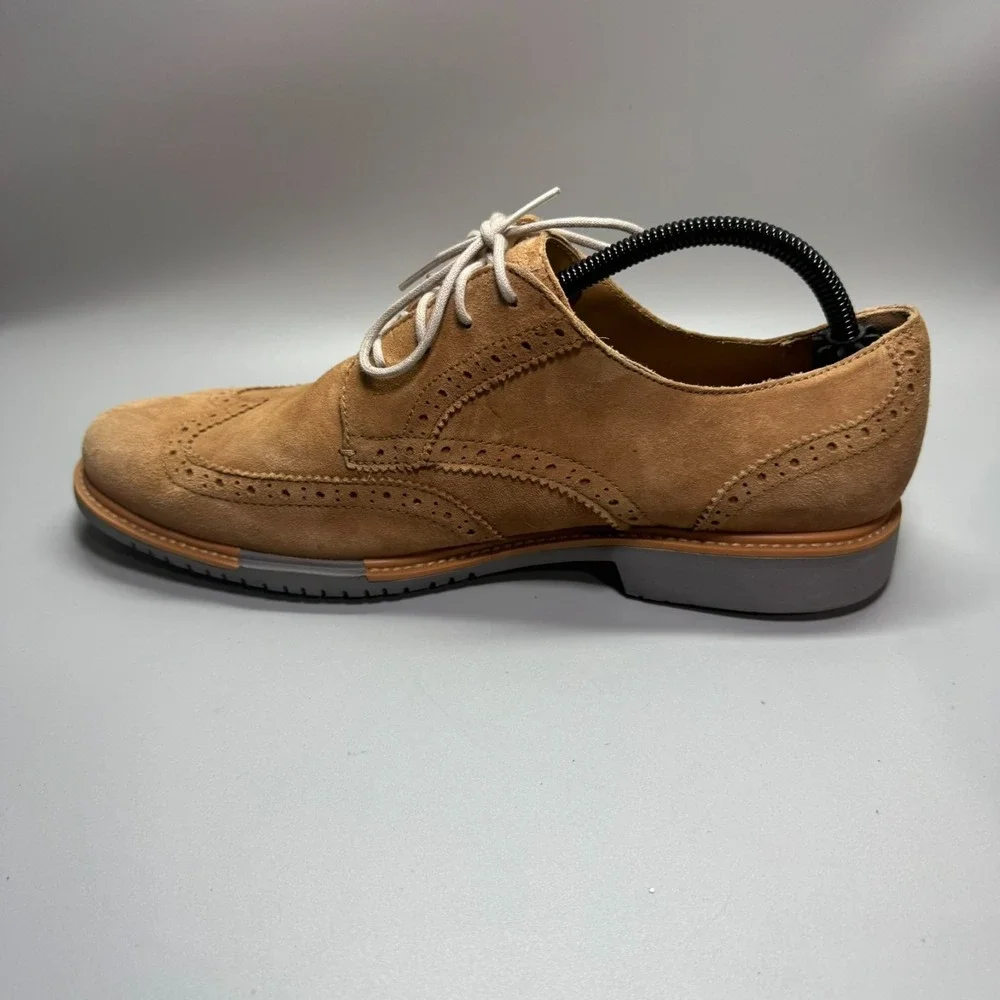 Cole Haan Mens Derby Dress Shoes Brown Leather Brogue Wingtip Lace Up‎ 10
